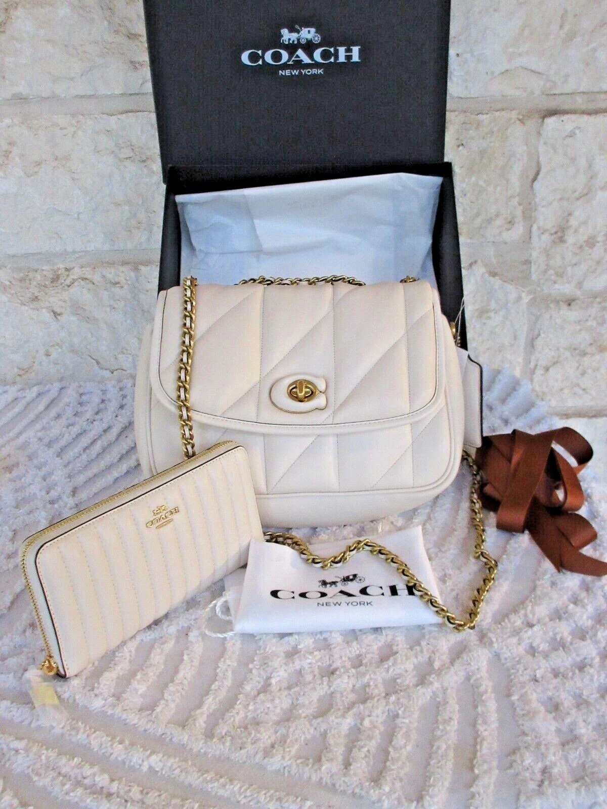 NUOVO COACH cuscino Madison borsa a tracolla cuscino trapuntata borsa GESSO MED set OPZIONI