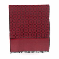 Men's Elegant Scarf Red  Black Patterned Silky Fabric Scarf 46" x 12"