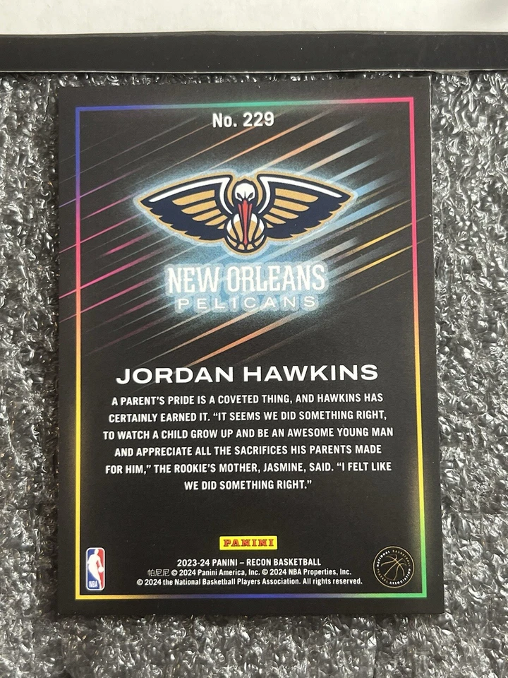 2023-24 Recon Jordan Hawkins /75 Purple Holo Rookie SP Pelicans 339 - Image 4 of 4
