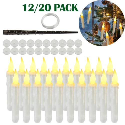 12/20 × LED Floating Candles Harry Potter Hanging Candles With Magic Wand Remote