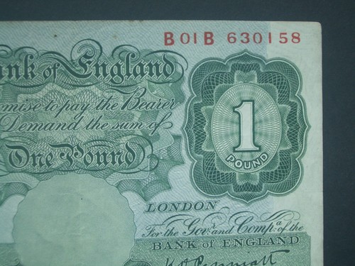 **LooK 'B01B** Crisp British 'VF' £1 Peppiatt 1948 BANKNOTE*** - Picture 2 of 10