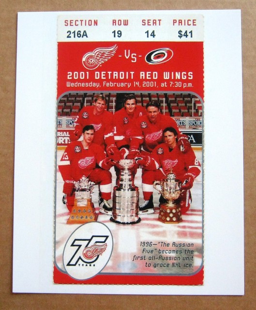 Detroit Red Wings "The Russian Five" Enlarged ticket stub approx 8x10 overall eBay