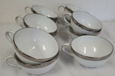 Vintage FUKAGAWA ARITA JAPAN PORCELAIN (11) CUPS 917 SILVER LICHEN