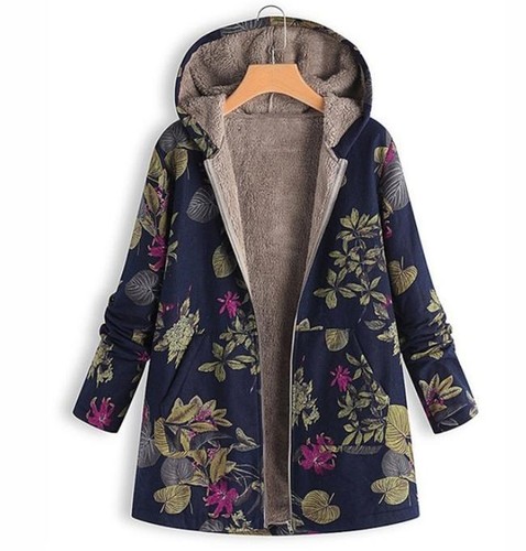 Women's Winter Warm Boho Fleece Hooded Parka Coat Loose Jacket Outwear Plus Size - Picture 4 of 30