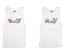 PUMA WOMENS JUNIORS RETRO LOGO SUMMER RIBBED TANK PACK OF TWO 