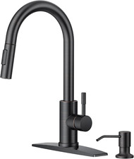Modern Oil Rubbed Bronze Kitchen Faucet with Pull Down Sprayer  Soap Dispenser