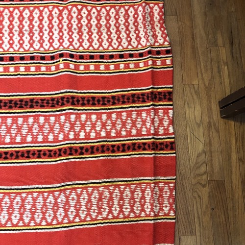 Native American Southwest Style Rug Red Geometric Woven Textile 88 In. - Imagen 6 de 21