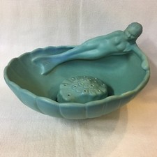 SIREN OF THE SEA BOWL  FLOWER FROG  MERMAID FLYING FISH  VAN BRIGGLE POTTERY