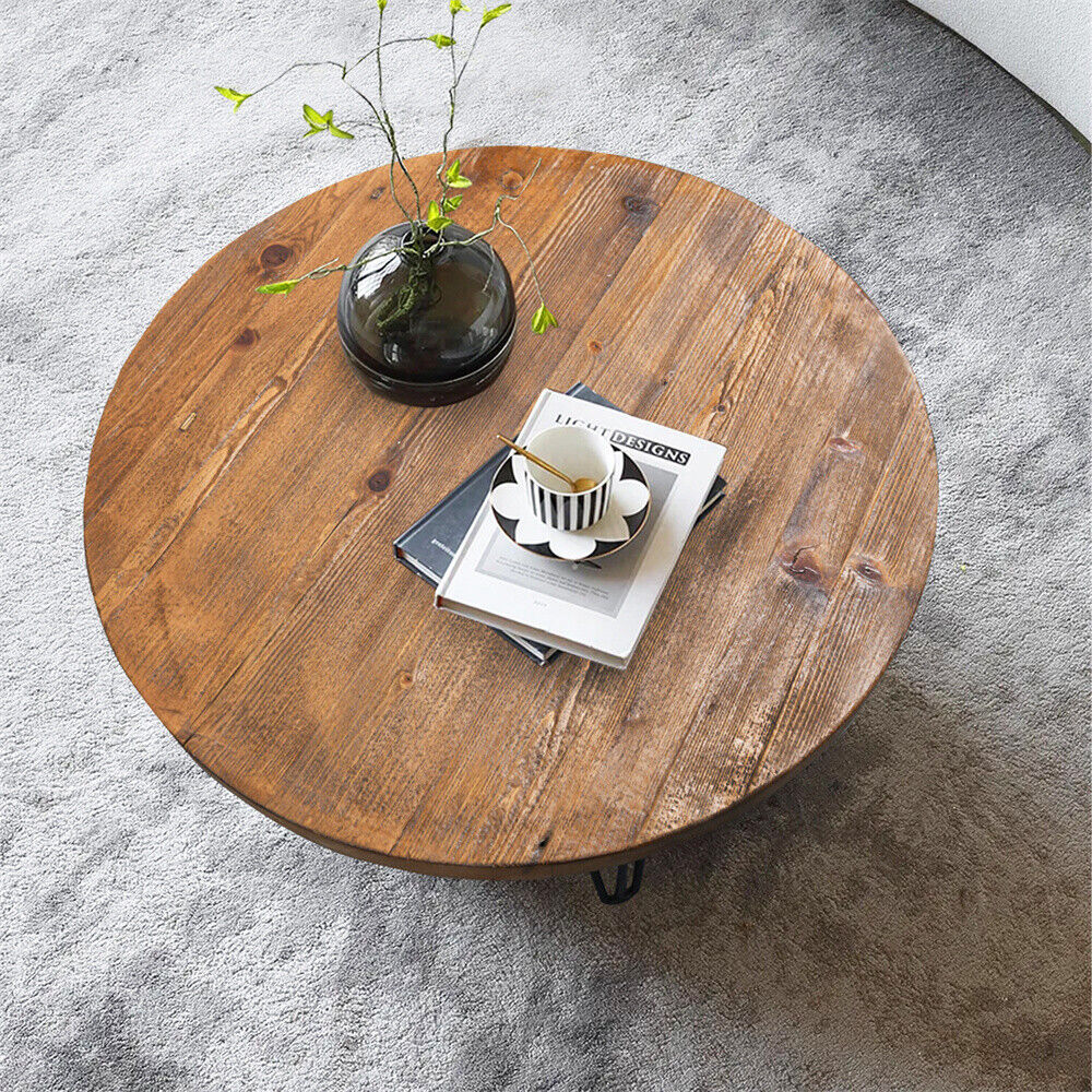 Rustic Round Old Elm Wooden Coffee Table Home Furniture for Living Room
