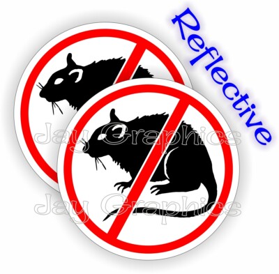 2- REFLECTIVE Funny Hard Hat Stickers | NO RATS | Helmet Decals Foreman ...