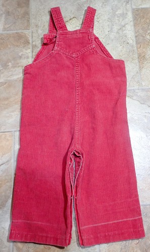 Vintage 80s IZOD Lacoste Burgundy Red Cotton Corduroy Overall Kids Size 16M 20x8 - Picture 2 of 9