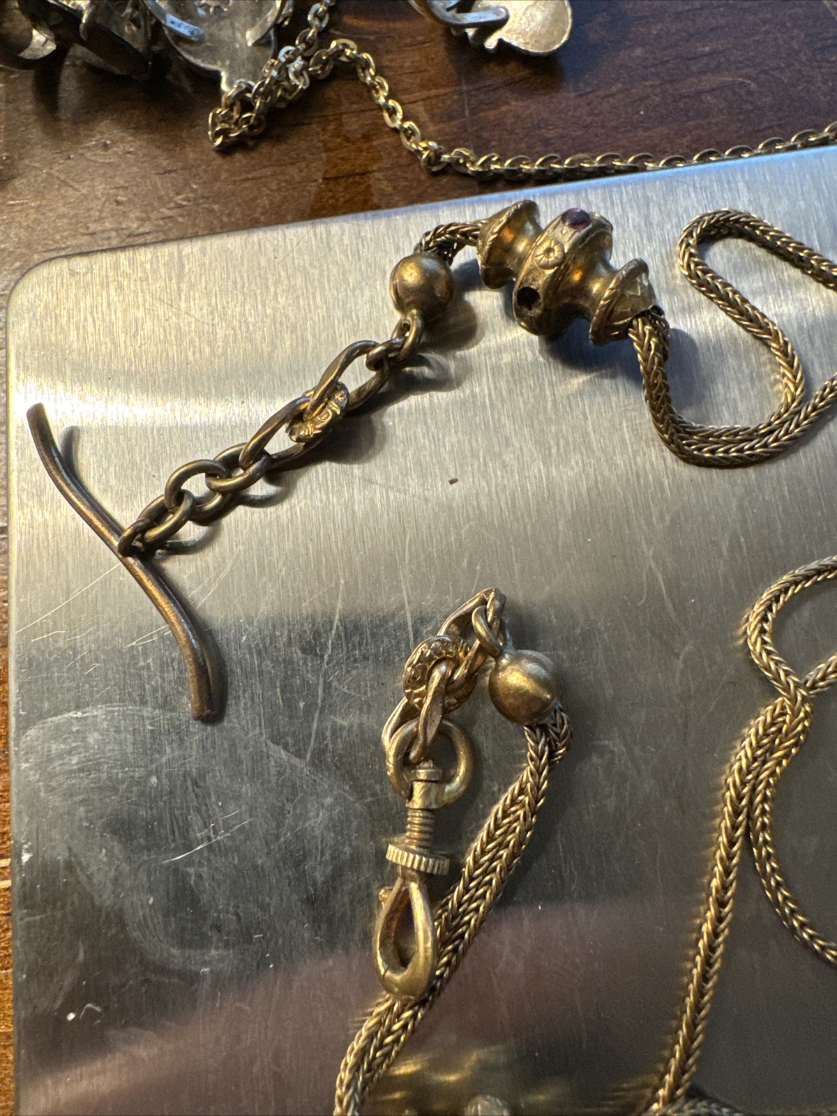 Antique Vintage Victorian Gold Filled Rare Pocket Watch Slide Chain