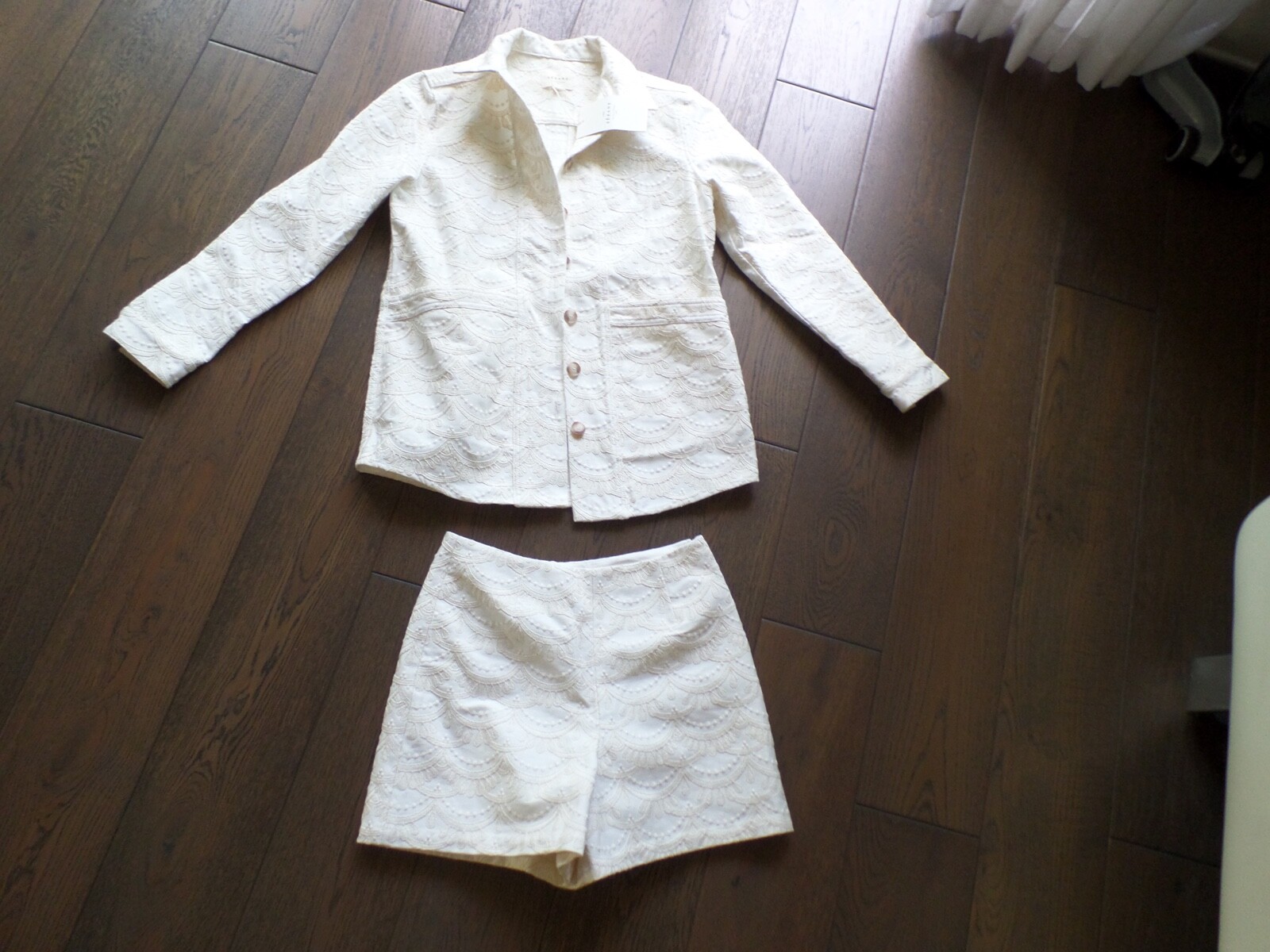 NWT Latest Veste Will sz S & ELISOU Shorts sz 4 Embroidered white, retail $499! image 2