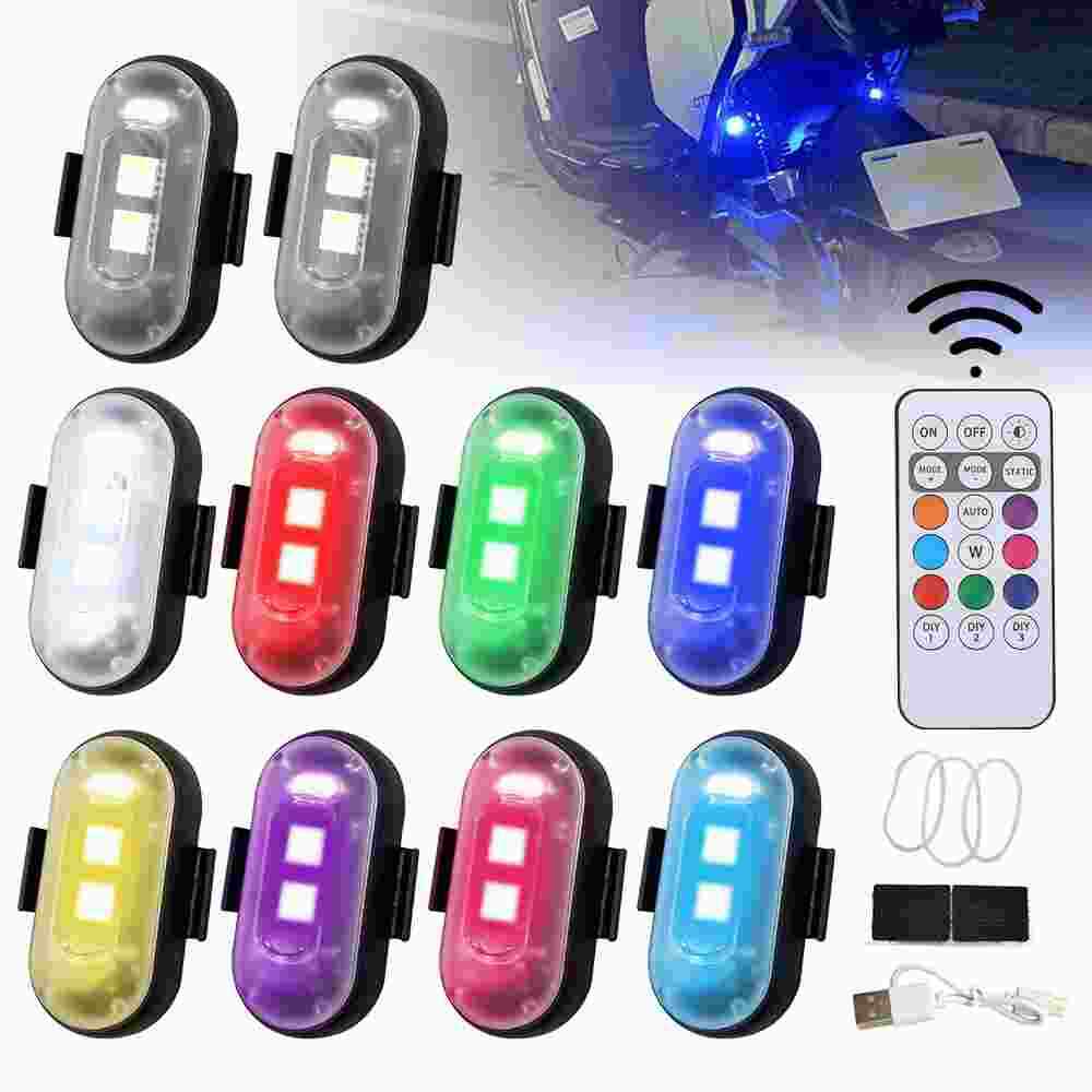 RGB LED Strobe Light Wireless Motorcycle Flash Lamps Remote Control For Car Bike