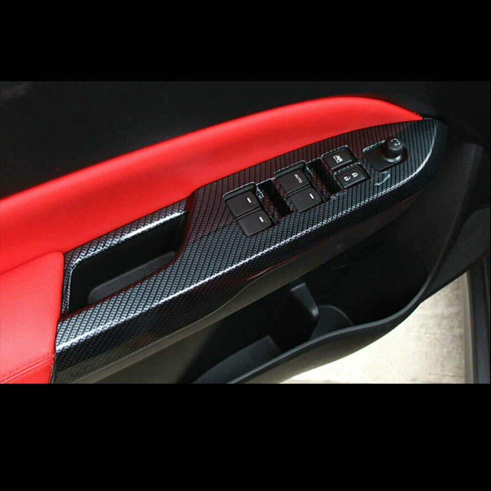 Marco de moldura de panel de elevación de bloqueo de ventana de fibra de carbono ABS para Suzuki Vitara 2016-2020 Foto 3 de 4