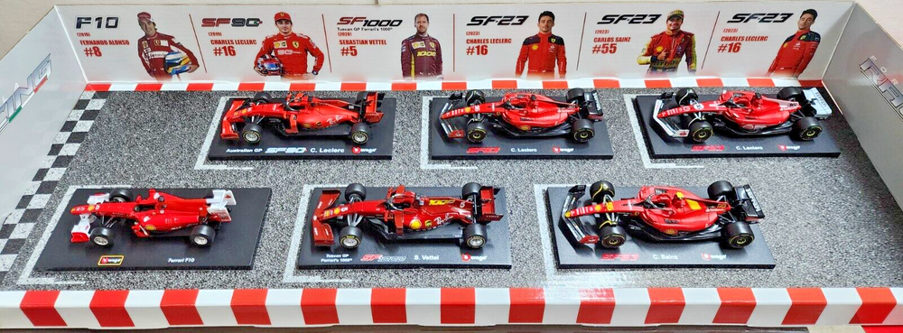 Bburago 1:43 Ferrari Formula Racing Die-cast Model 6-pack Unique Collectors Box