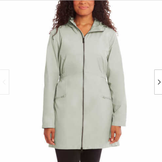 KIRKLAND SIGNATURE WOMEN'S HOODED WINDBREAKER RAIN JACKET (GREEN