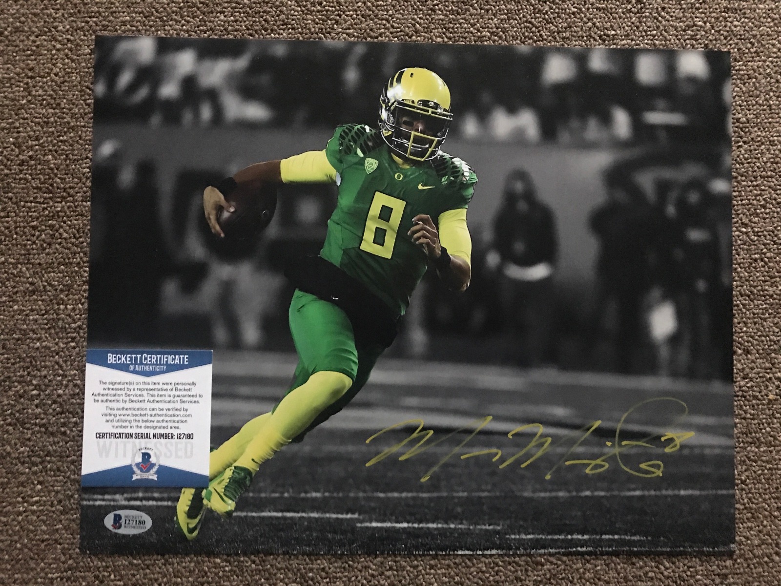 Marcus Mariota Autographed Signed Oregon Ducks 11x14 with Beckett COA 3 
