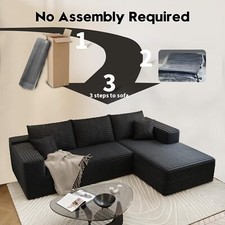 107.5" Boneless Couch/Sofa with L-Shape Chaise,No Assembly Required,Modern Modul