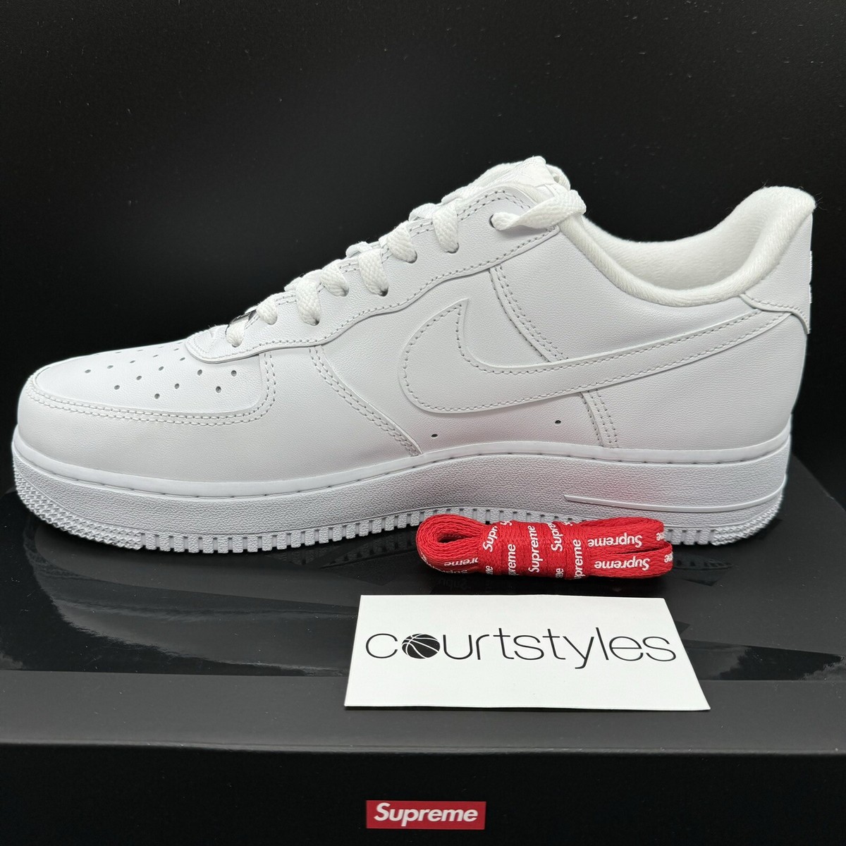 靴 supreme NIKE AIR Force1 Low white/27.5cm Size 11.5 - Nike Air Force 1 x Supreme Low Box Logo - White