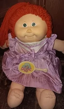 cabbage patch kids doll vintage comes with hair brush red hair purple dress