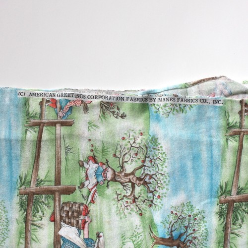 Vintage HOLLY HOBBIE Jersey Strickstoff 40” L x 58” mit Apfelpflückung B14 - Bild 4 von 5