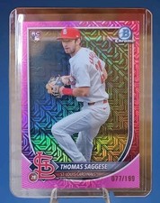 2025 Bowman - Thomas Saggese #57 Chrome Pink Mojo Refractor 077/199 (RC)