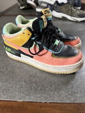 Nike Air Force 1 Shadow Womens 9 Multi Color Pastel AF1 Double Swoosh Sneakers