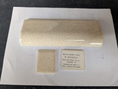 1 pc Ceramic Tile Bullnose A4200 mud cap American Olean 46 Buckwheat Beige speck