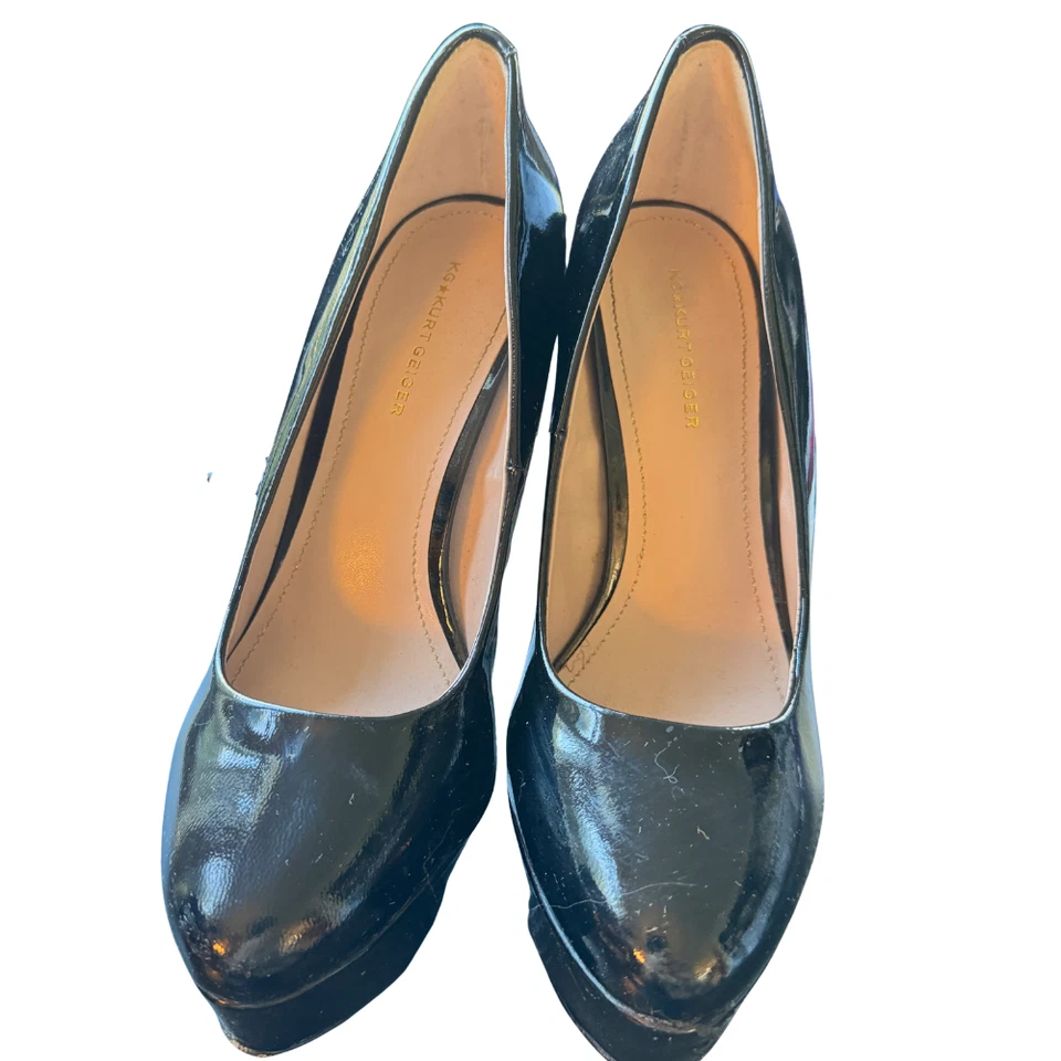 Zapatos de salón Kurt Geiger de plataforma de charol negro DELPHINA Court EU 41 US 10 Foto 4 de 4