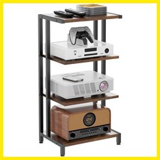 16.5" Small 4-Tier AV Media Stand,Narrow Version Wooden Corner Shelves Stereo...
