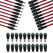 MILAPEAK (Real 18AWG 43x2pcs Strands) 10 Pairs DC Power Pigtail Cable 12V 5A
