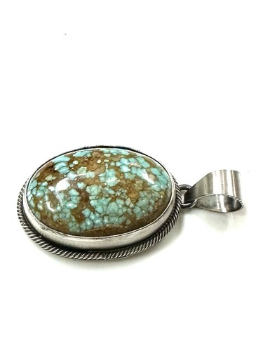 Navajo #8 Türkis Sterlingsilber alter Stil Handarbeit Anhänger von Scott Skeets - Bild 7 von 20