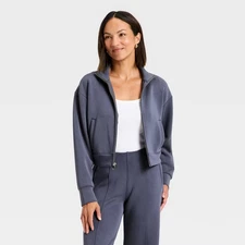 Women's Sandwash Zip-Up - A New Day Blue M
