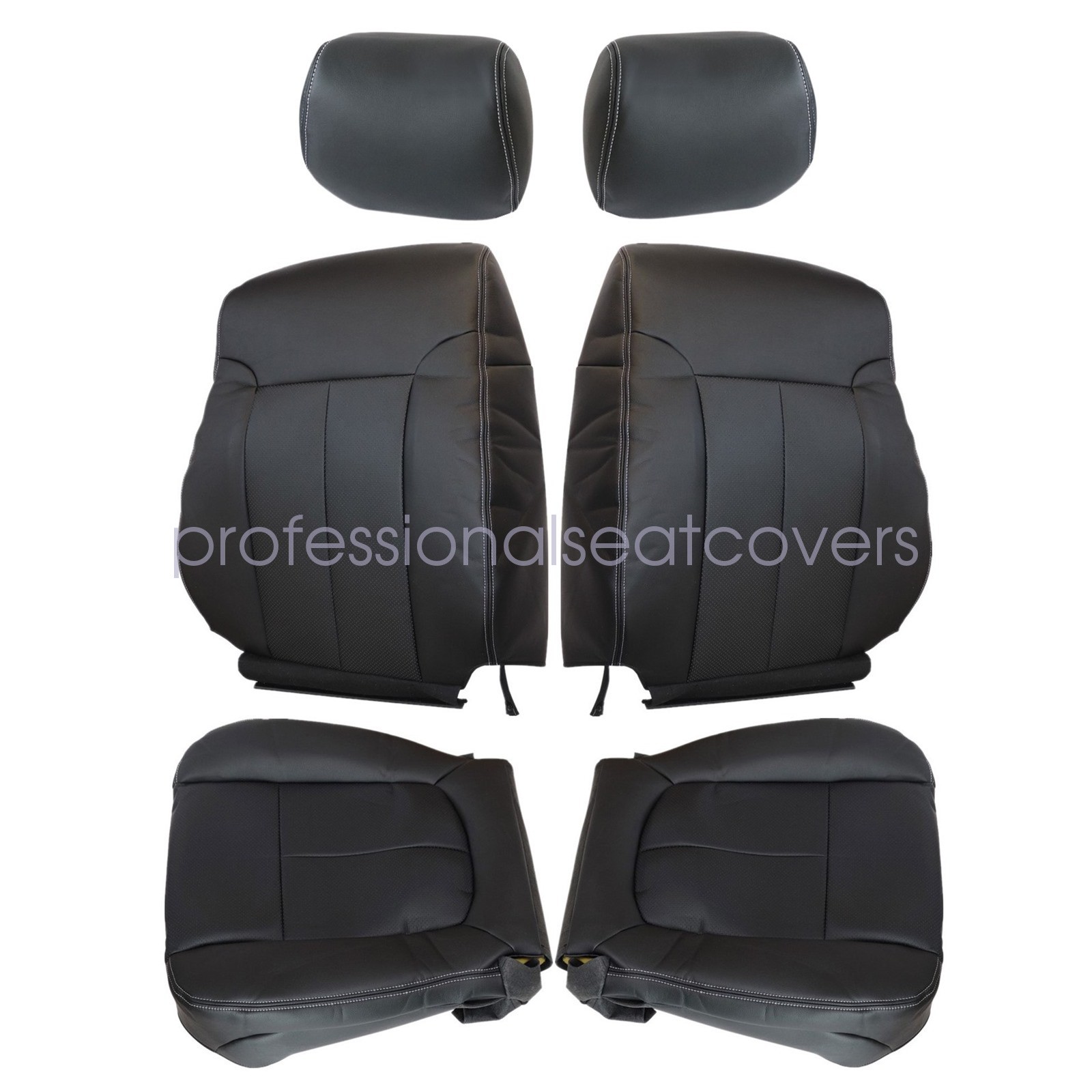 For 2009-2014 Ford F150 Front Bottom & Top Seat Cover Black & Headrest Cover