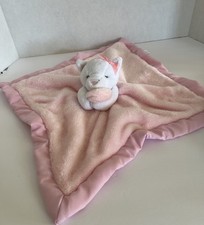 Carters Lovey Security Blanket Plush Baby White Kitty Cat Satin Back W/ Pink Bow