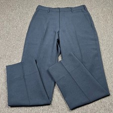 Uniqlo U Trousers Mens W31 L30 Blue Polyester Straight Leg Smart Casual Pleated