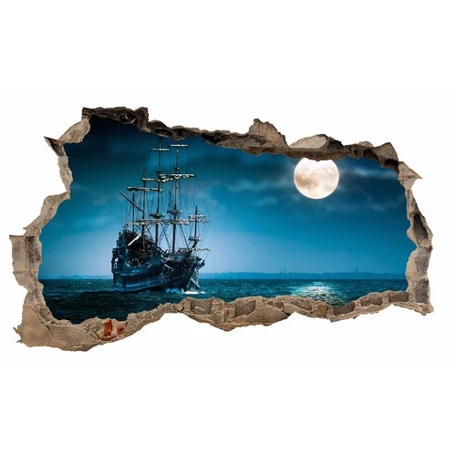 Wall hole pirate ship wall decal 100x60cm sticker living room room wl05