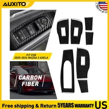 Carbon Fiber Window Lift Switch Panel Cover For Mazda 3 Axela 2020 2021 22-24 M
