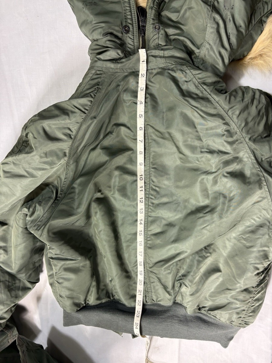 Vintage 1971 USAF Heavy Flight Jacket N-2B with coyote Fur Hood