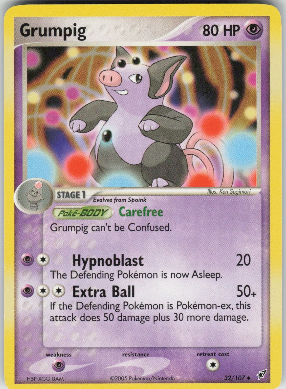 Pokemon Grumpig 32/107 Deoxys Uncommon NM