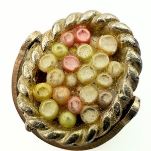 Authentic Vintage Amazing Gold Plated Nantucket Basket Pastel Multi Color Glass Charm