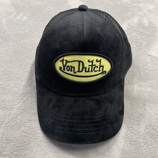 Von Dutch Trucker Hat Black Velvet Yellow Logo Curved Bill Snapback Classic
