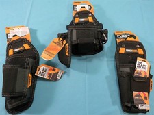 3PC TOUGHBUILT CLIPTECH LOT: TAPE & KNIFE POUCH, HAMMER HOLSTER, PLIERS POUCH