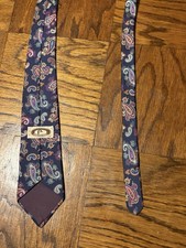 Vintage Bert Pulitzer Silk Tie Navy Colorful Paisley All Silk Made in USA Wide