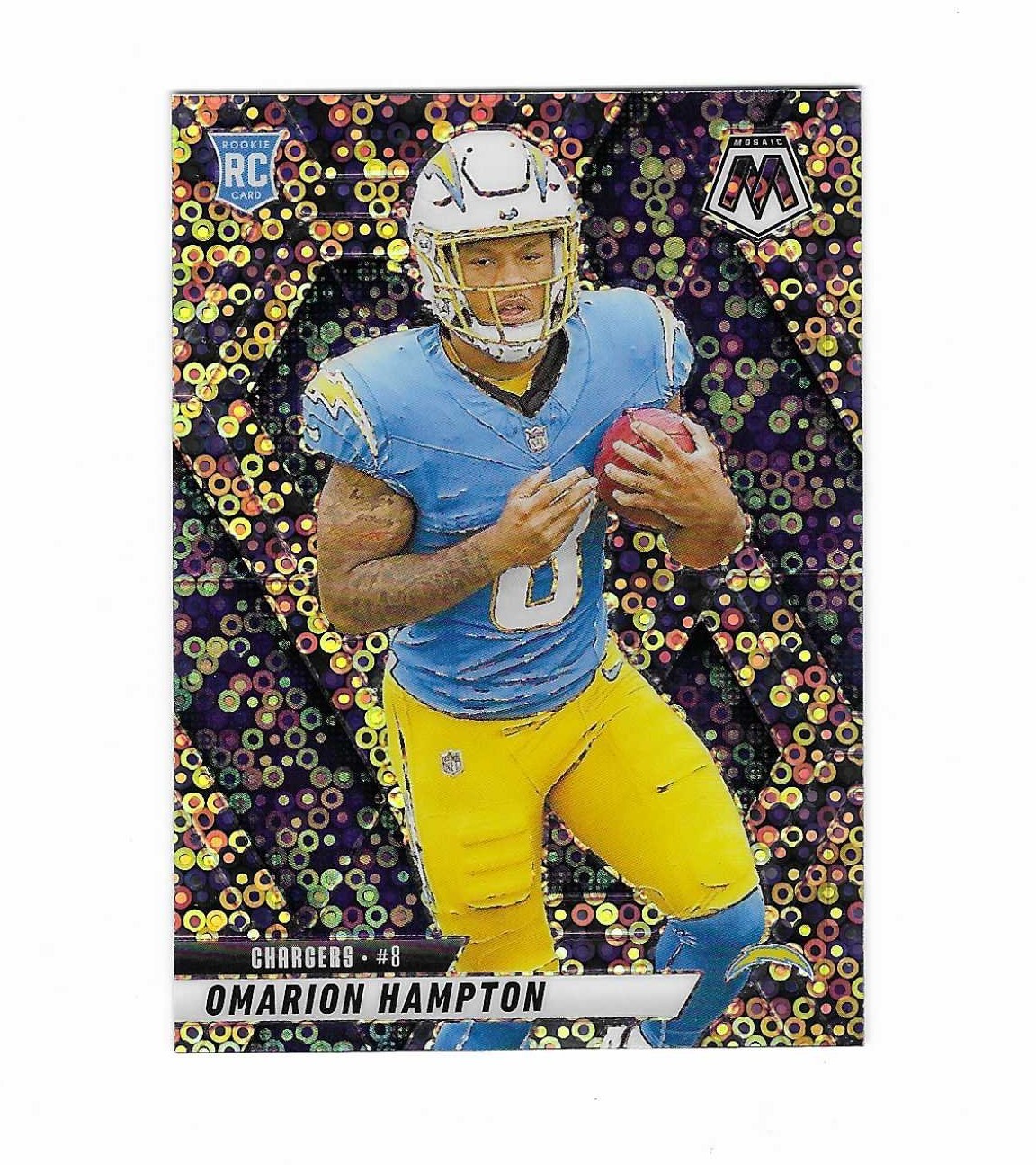 2025 Panini Mosaic #335 Omarion Hampton Mosaic No Huddle Silver Disco
