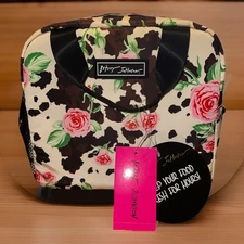Betsey Johnson Rose Print Insulated Lunch Bag Train Case Cooler NEW