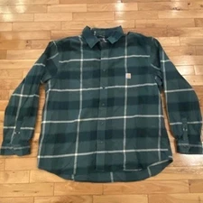 Carhartt Mens Flannel Shirt Plaid Relaxed Fit Rugged Flex Long Sleeve XL Green