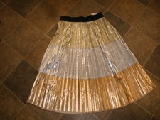 New Women's LuLaRoe Pleated Skirt Jill-M Gold/Silver/Copper colors H6