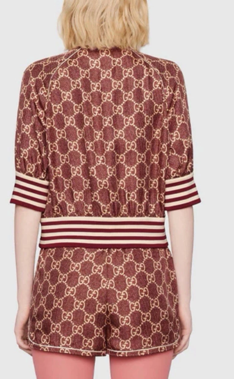 Gucci GG Supreme giacca di seta stampa 644588 XJCL5 5281 donna